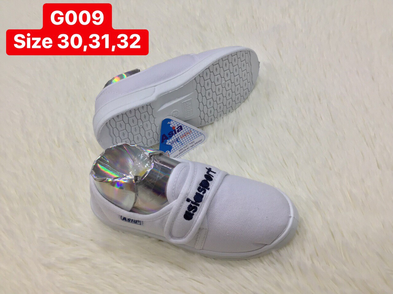 Giày vải Asia dán nữ trắng